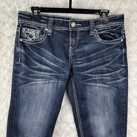 Red Camel Jeans junior Size 9 Regina Boot Cut Soft Stretch Dark Wash Embroidered - Picture 2 of 8